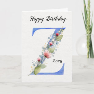 Tarjeta Cumpleaños con letra Z Nombre personalizado Ella M