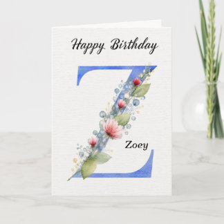 Tarjeta Cumpleaños con letra Z Nombre personalizado Ella M