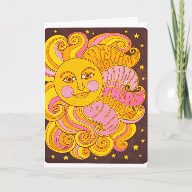 Tarjeta Cumpleaños con muchos más viajes alrededor del sol (Anverso)