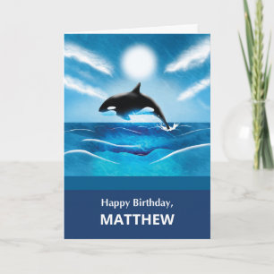 Tarjeta Cumpleaños con nombre personalizado con ballena or