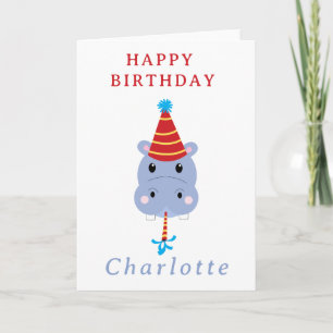 Tarjeta Cumpleaños con nombre personalizado de hipopótamo 