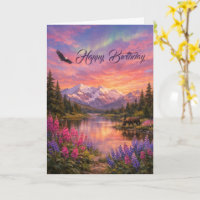 Cumpleaños con paisaje colorido de Alaska