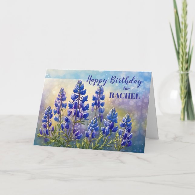 Tarjeta Cumpleaños con pintura de Bluebonnets de Texas (Anverso)