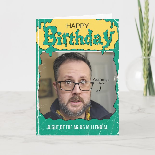 Tarjeta Cumpleaños con portada de libro de terror personal (Anverso)