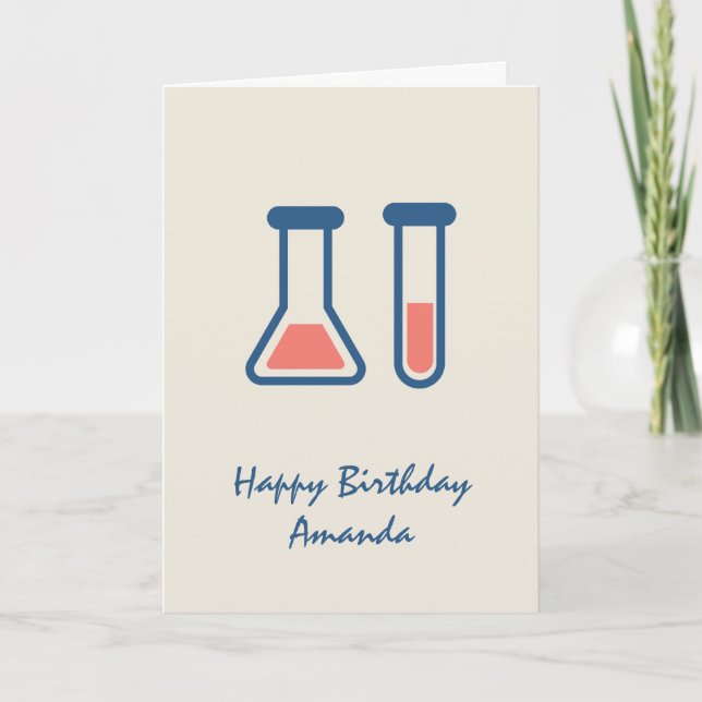 Tarjeta Cumpleaños con tema de ciencia de vaso de precipit (Anverso)