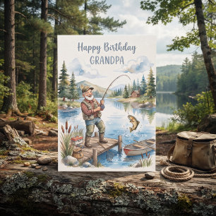 Tarjeta Cumpleaños con tema de pesca para abuelo Personali