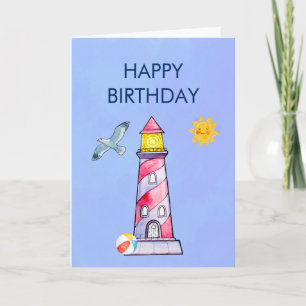 Tarjeta Cumpleaños con tema náutico de faro