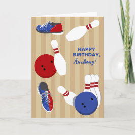 Tarjeta Cumpleaños con temas de Bowling personalizado