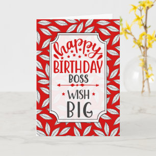 Tarjeta Cumpleaños con tipografía botánica roja grande del