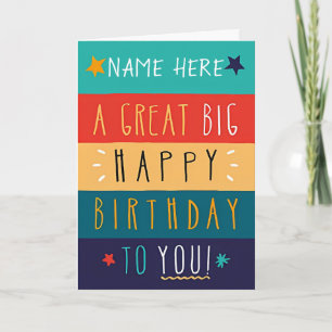 Tarjeta Cumpleaños con Tipografía Personalizada Colorida