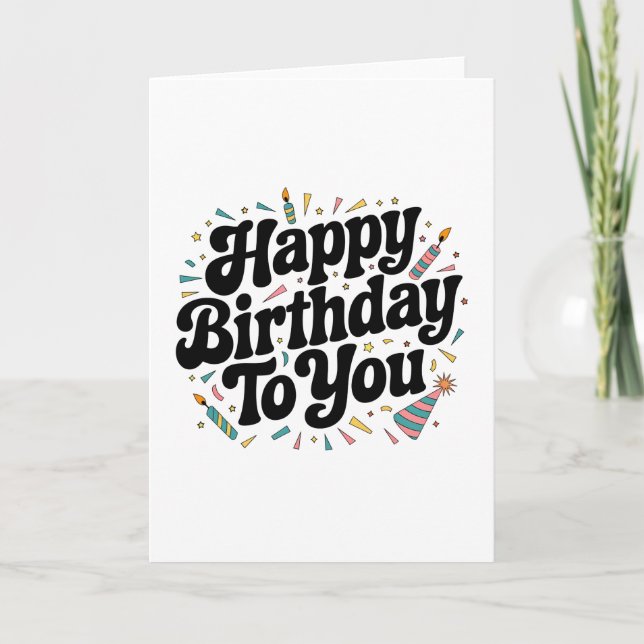 Tarjeta Cumpleaños Confeti Retro (Anverso)
