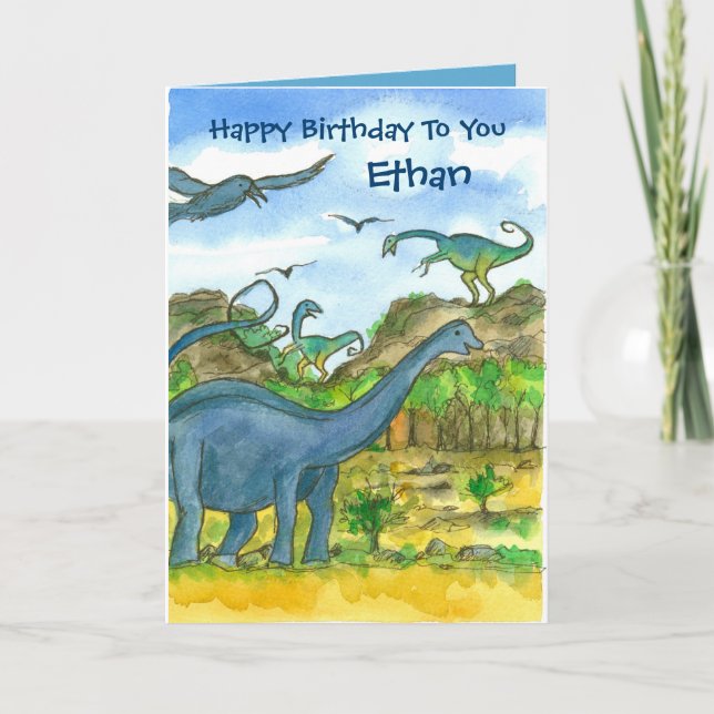 Tarjeta Cumpleaños conocido de encargo de los dinosaurios (Anverso)