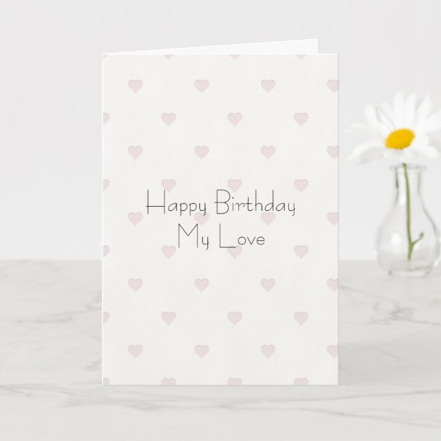 Tarjeta Cumpleaños Corazones Rosa Rubio Romántico (Planta pequeña)