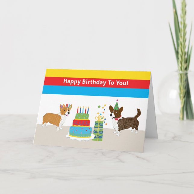 Tarjeta Cumpleaños Corgi (Anverso)