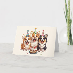 Tarjeta Cumpleaños Corgi Dogs