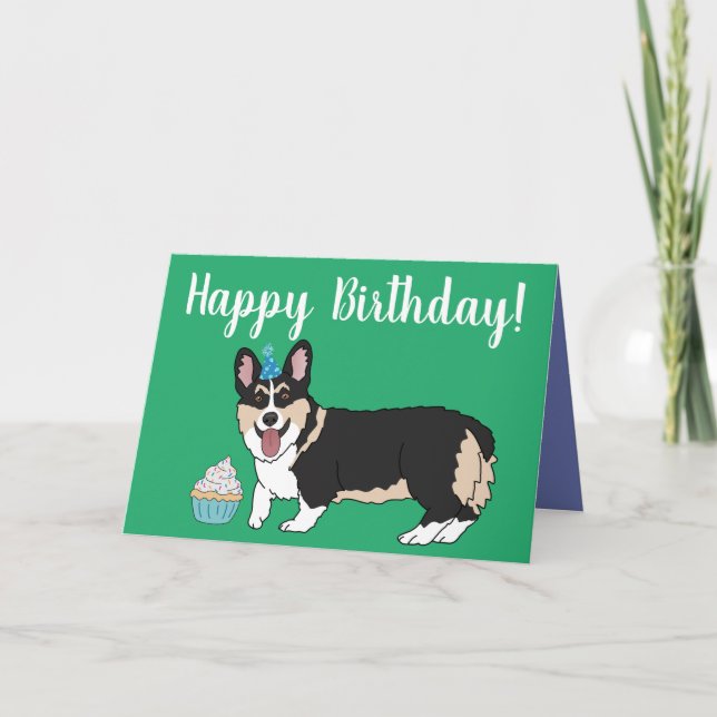 Tarjeta Cumpleaños Corgi Pup (Anverso)