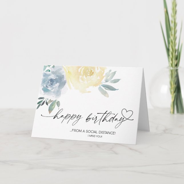 Tarjeta Cumpleaños Coronavirus de Cuarentena Socialmente D (Anverso)