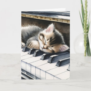Tarjeta Cumpleaños   Cortar gatito en llaves de piano
