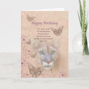 Tarjeta Cumpleaños, Cougar y Butterflies