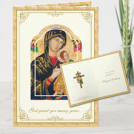 Tarjeta Cumpleaños cristiano Ortodoxo Bizantino Virgen Mar