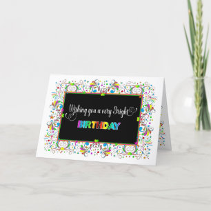 Tarjeta Cumpleaños, cualquier persona, colores vivos en