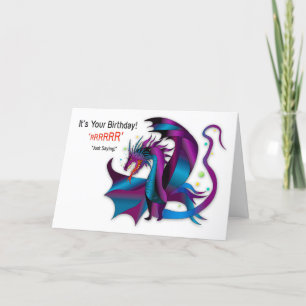 Tarjeta Cumpleaños Cualquiera Un Dragón Fierce Sombra Azul