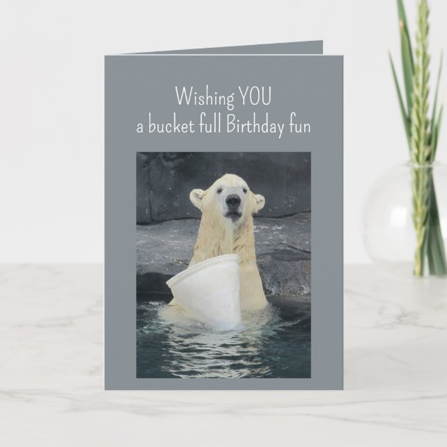 Tarjeta Cumpleaños cubo de oso polar de humor divertido (Anverso)