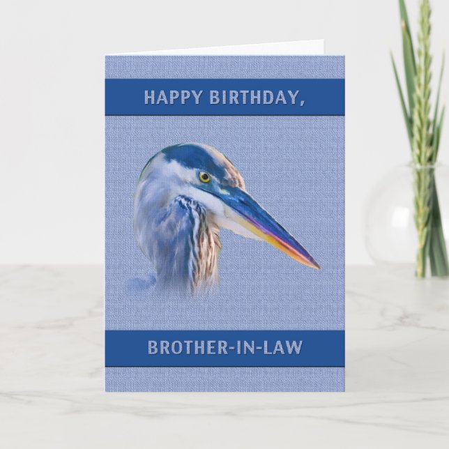 Tarjeta Cumpleaños, cuñado, Gran Garza Azul (Anverso)
