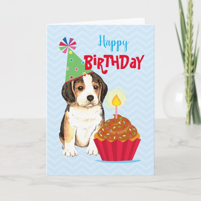 Tarjeta Cumpleaños Cupcake Beagle (Anverso)