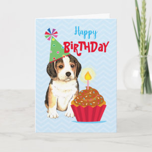 Tarjeta Cumpleaños Cupcake Beagle