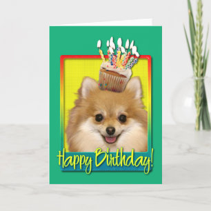 Tarjeta Cumpleaños Cupcake Pomeranian