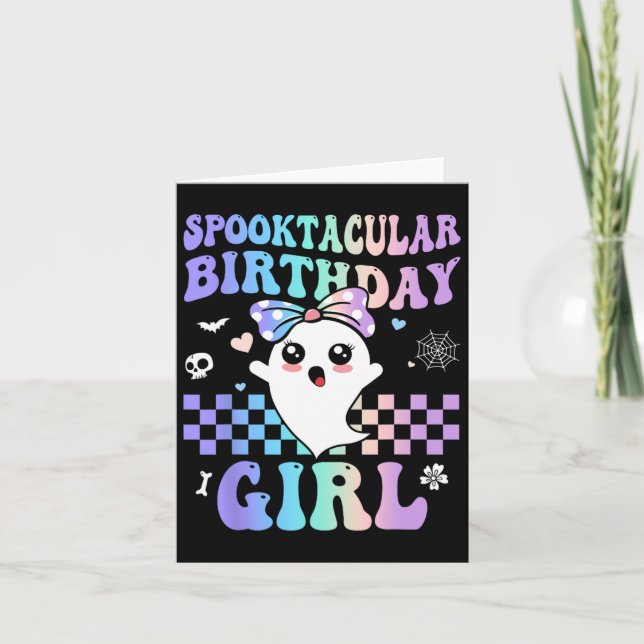 Tarjeta Cumpleaños Cute Ghost Halloween Birthda (Anverso)