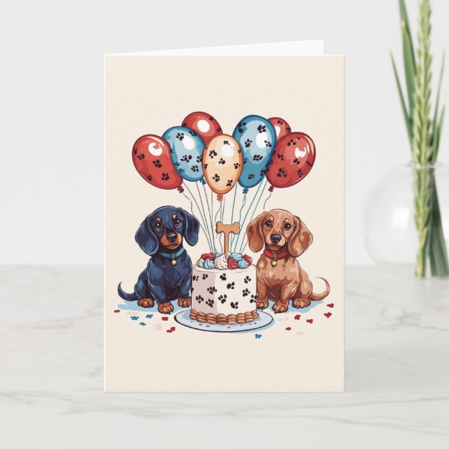 Tarjeta Cumpleaños Dachshund Dogs (Anverso)