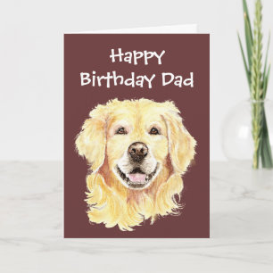 Tarjeta Cumpleaños Dad Watercolor Golden Retriever Dog