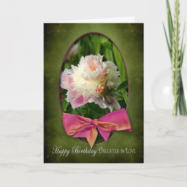 TARJETA CUMPLEAÑOS - DAUGHTER-IN-LOVE - PEONIES/BOW (Anverso)