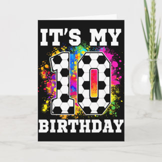 Tarjeta Cumpleaños de 10 años Tema de fútbol Es mi cumplea