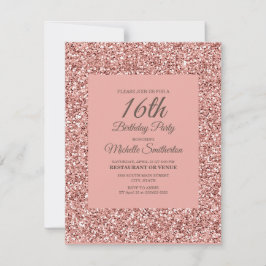 Tarjeta Cumpleaños de 16 años de Pink Glitter Girl
