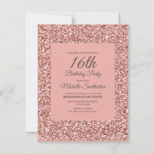 Tarjeta Cumpleaños de 16 años de Pink Glitter Girl