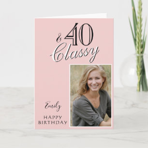 Tarjeta Cumpleaños de 40 y elegante en rosa claro Foto