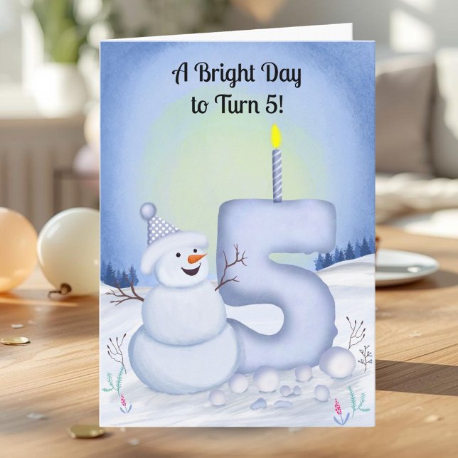 Tarjeta Cumpleaños de 5 años Muñeco de nieve Nevado Cinco (Subido por el creador)
