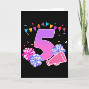 Tarjeta Cumpleaños de 5 años porrista niña 5ta fiesta 