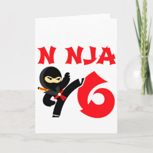 Tarjeta Cumpleaños de 6 años de edad Ninja Karate Fiesta N