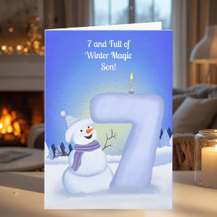 Tarjeta Cumpleaños de 6 años de hijo muñeco de nieve nevad