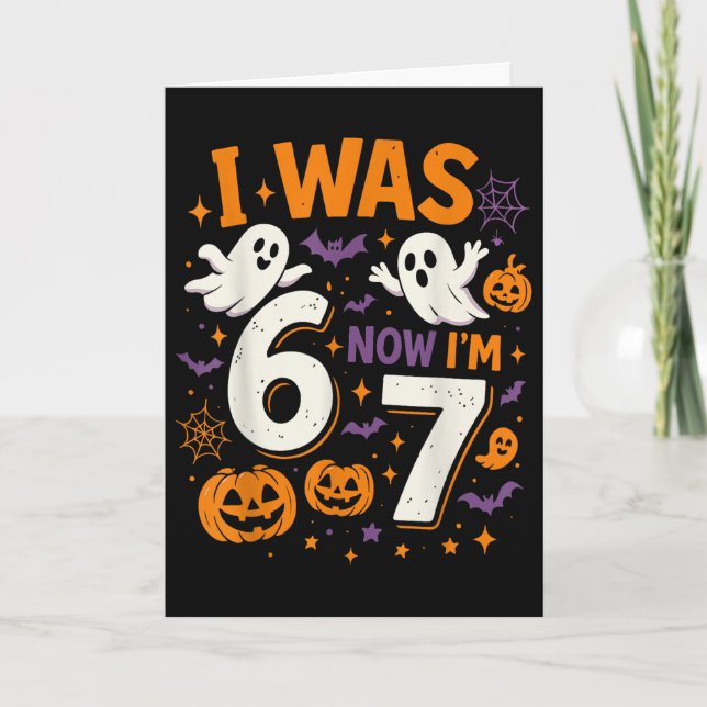 Tarjeta Cumpleaños de 7 años Era 6 ahora tengo 7 divertido (Anverso)