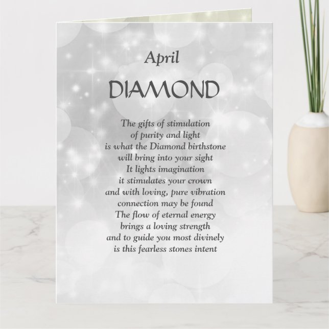 Tarjeta Cumpleaños de abril Birthstone Diamond Greet (Anverso)
