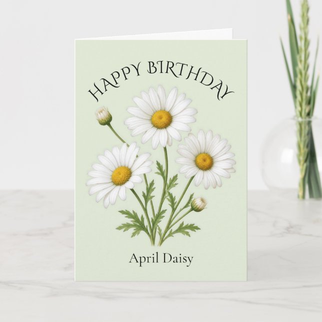 Tarjeta Cumpleaños de Abril Daisy (Anverso)