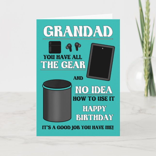 Tarjeta Cumpleaños De Abuela Todo El Engranaje No Hay Idea (Anverso)