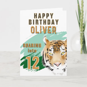 Tarjeta Cumpleaños de Acuarela Cabeza de Tigre Salvaje
