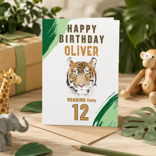 Tarjeta Cumpleaños de Acuarela Cabeza de Tigre Salvaje