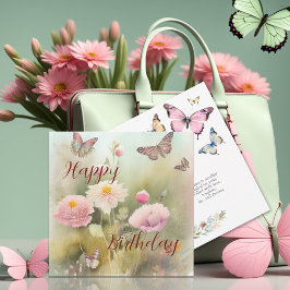 Tarjeta Cumpleaños de Acuarela de Flores de Primavera y Ma